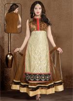 Brown Soft Net Party Wear Embroidery Work Readymade Salwar Suit